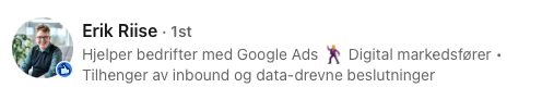 Eksempel på tittel på LinkedIn